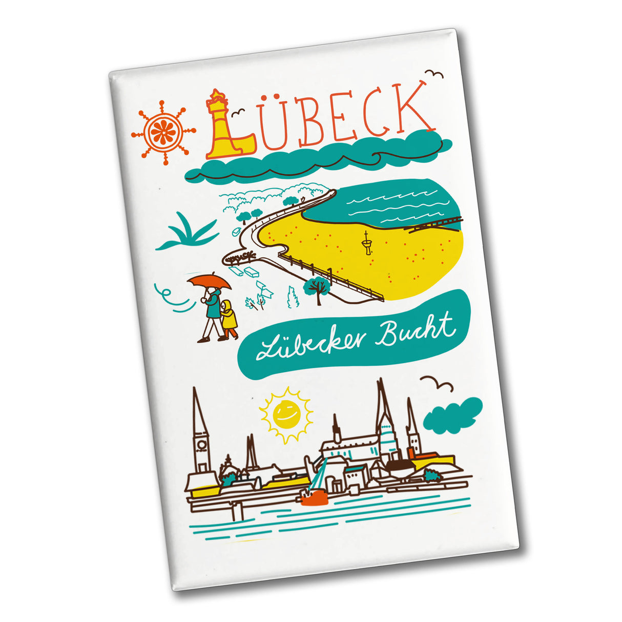 Lübeck Wimmelbild Souvenir Souvenir Magnet - Lübecker Bucht