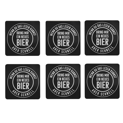 Bier Spruch 6er Set Untersetzer aus Holz für Bierliebhaber