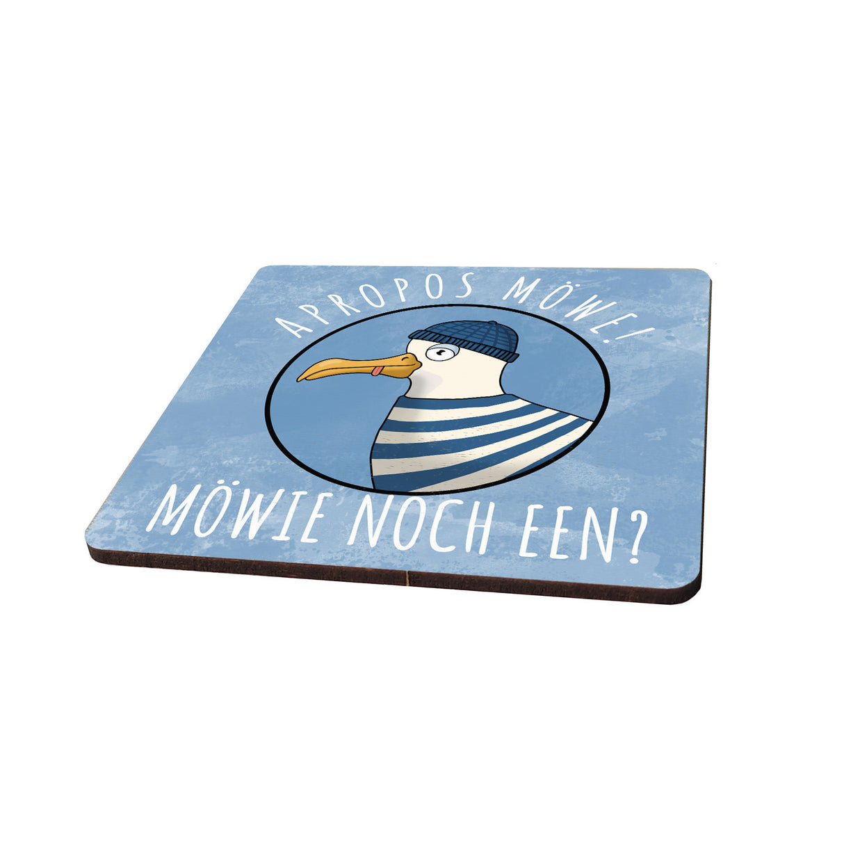 Möwe Humor 6er Set Untersetzer aus Holz mit Spruch