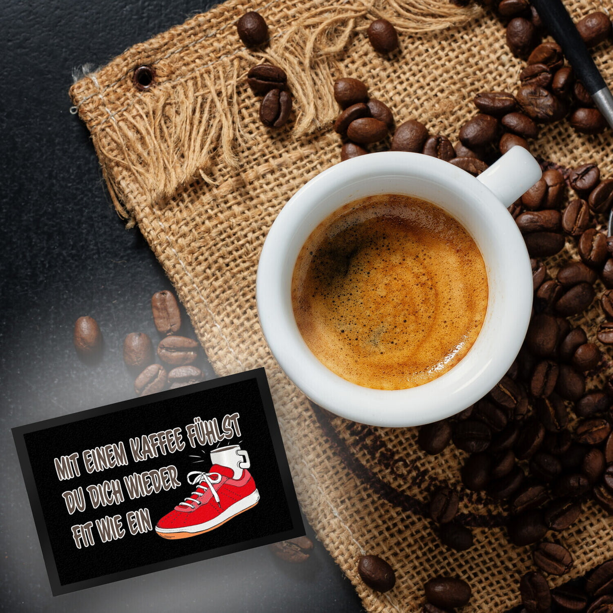 Mit Kaffee fühlst du dich fit Fußmatte in 35x50 cm