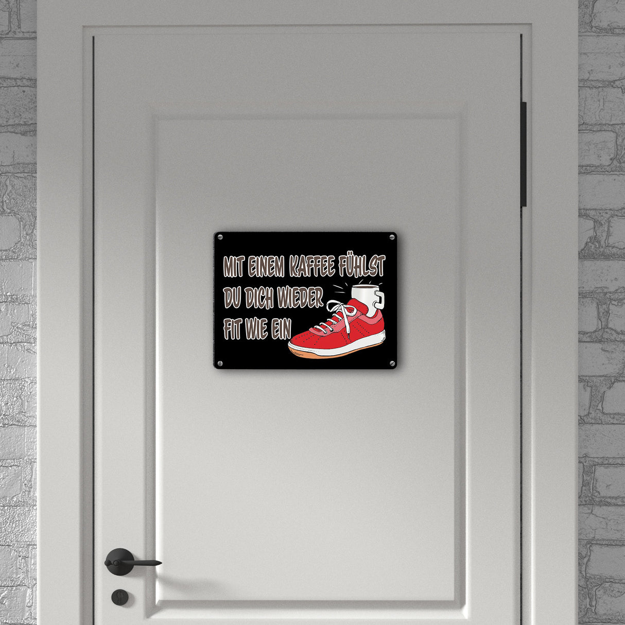 Mit Kaffee fühlst du dich fit Metallschild in 15x20 cm