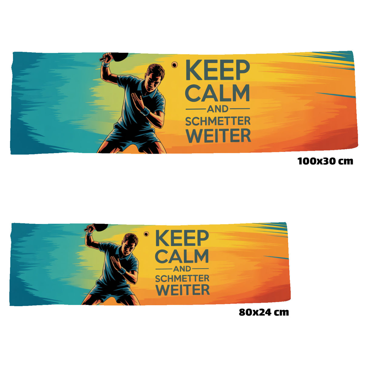 Tischtennis Silhouette Eishandtuch - Keep Calm and schmetter weiter