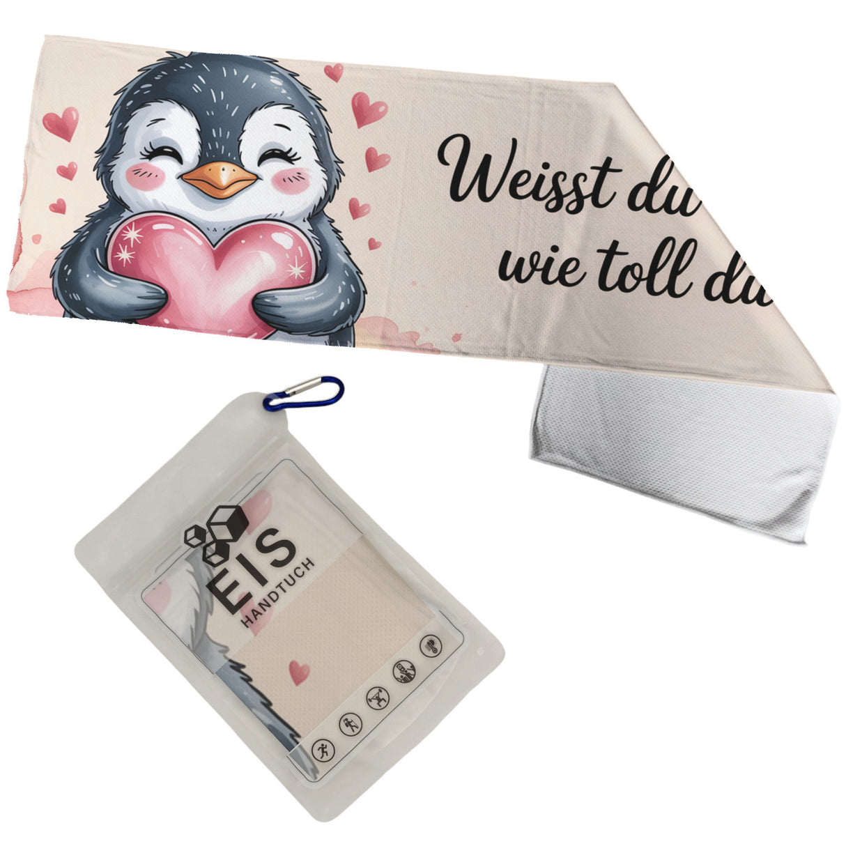 Du bist toll Pinguin mit Herz Eishandtuch - Niedliches Motiv