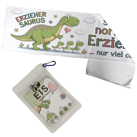 Erzieher Saurus Spruch Eishandtuch für Erzieher