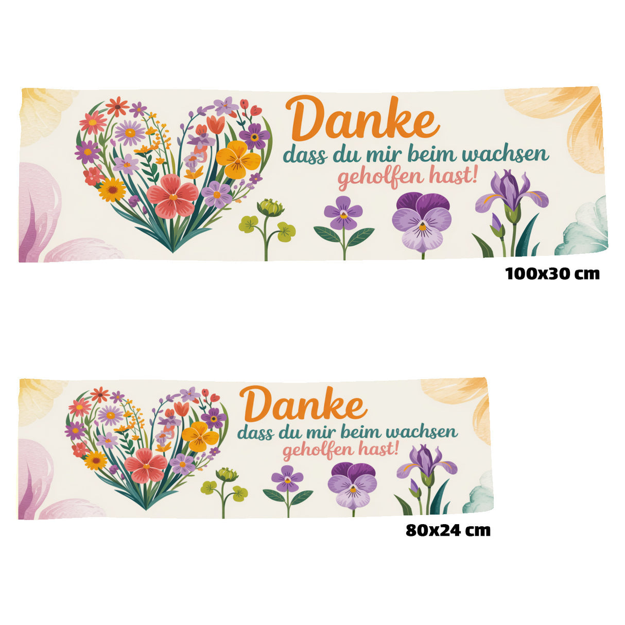Danke Erzieher Eishandtuch mit Herz aus Wildblumen Dankes-Motiv