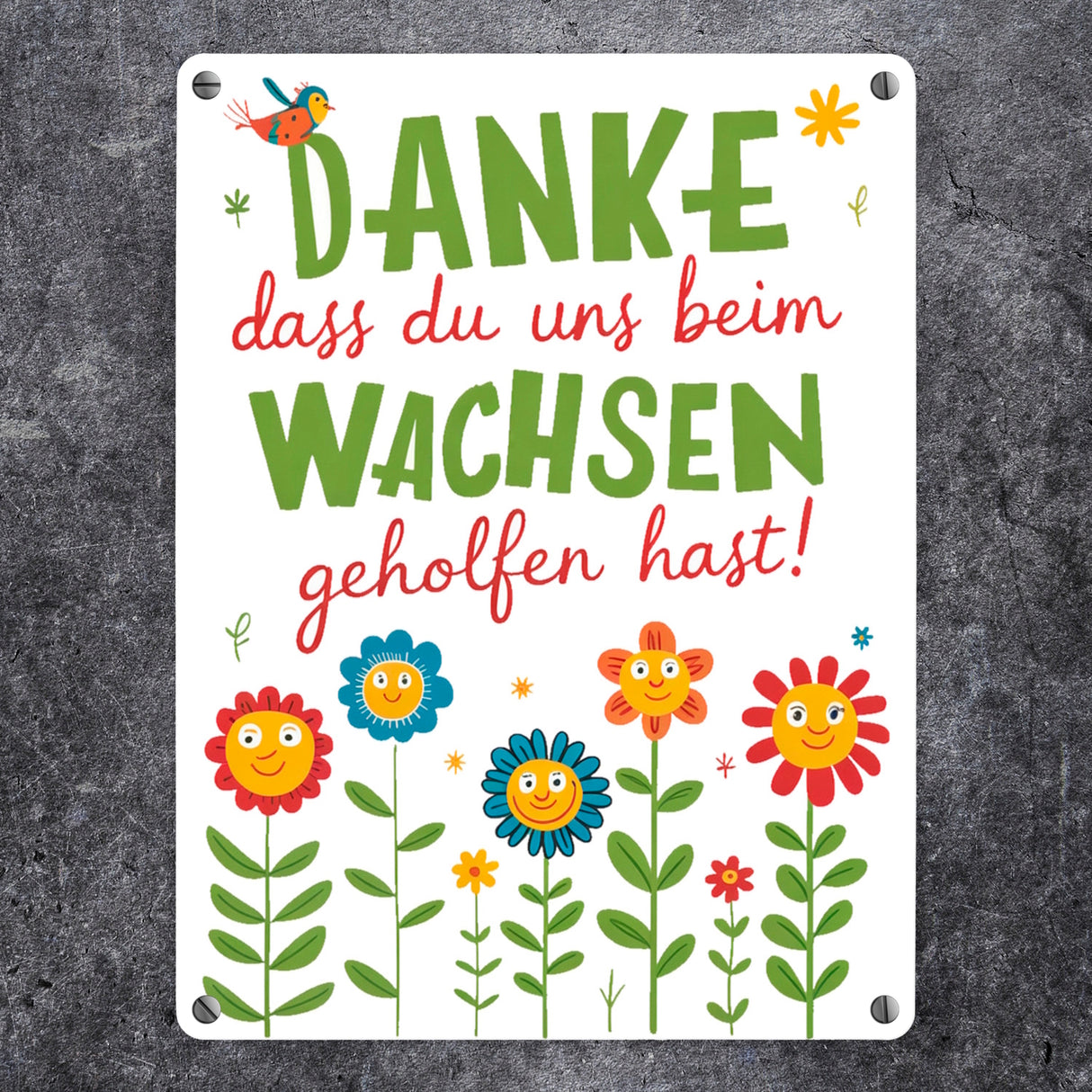 Danke dass du uns beim Wachsen geholfen hast! Metallschild in 15x20 cm für Erzieher und Lehrer