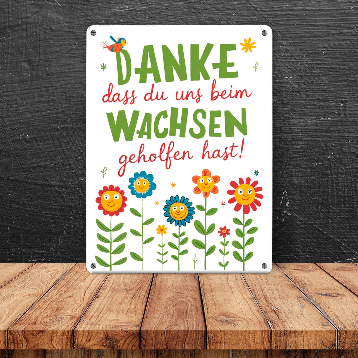 Danke dass du uns beim Wachsen geholfen hast! Metallschild in 15x20 cm für Erzieher und Lehrer