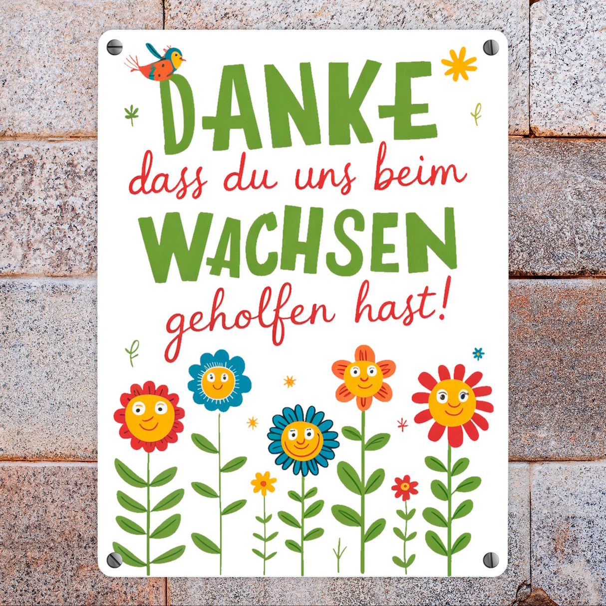 Danke dass du uns beim Wachsen geholfen hast! Metallschild in 15x20 cm für Erzieher und Lehrer