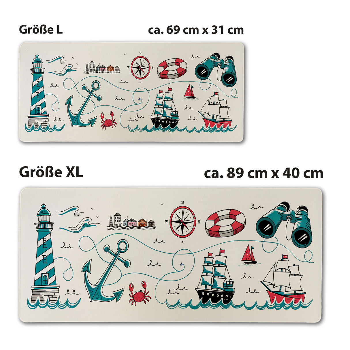 Maritime Wahrzeichen Schreibtischunterlage 69x31cm XXL Mauspad für Seefahrt-Fans