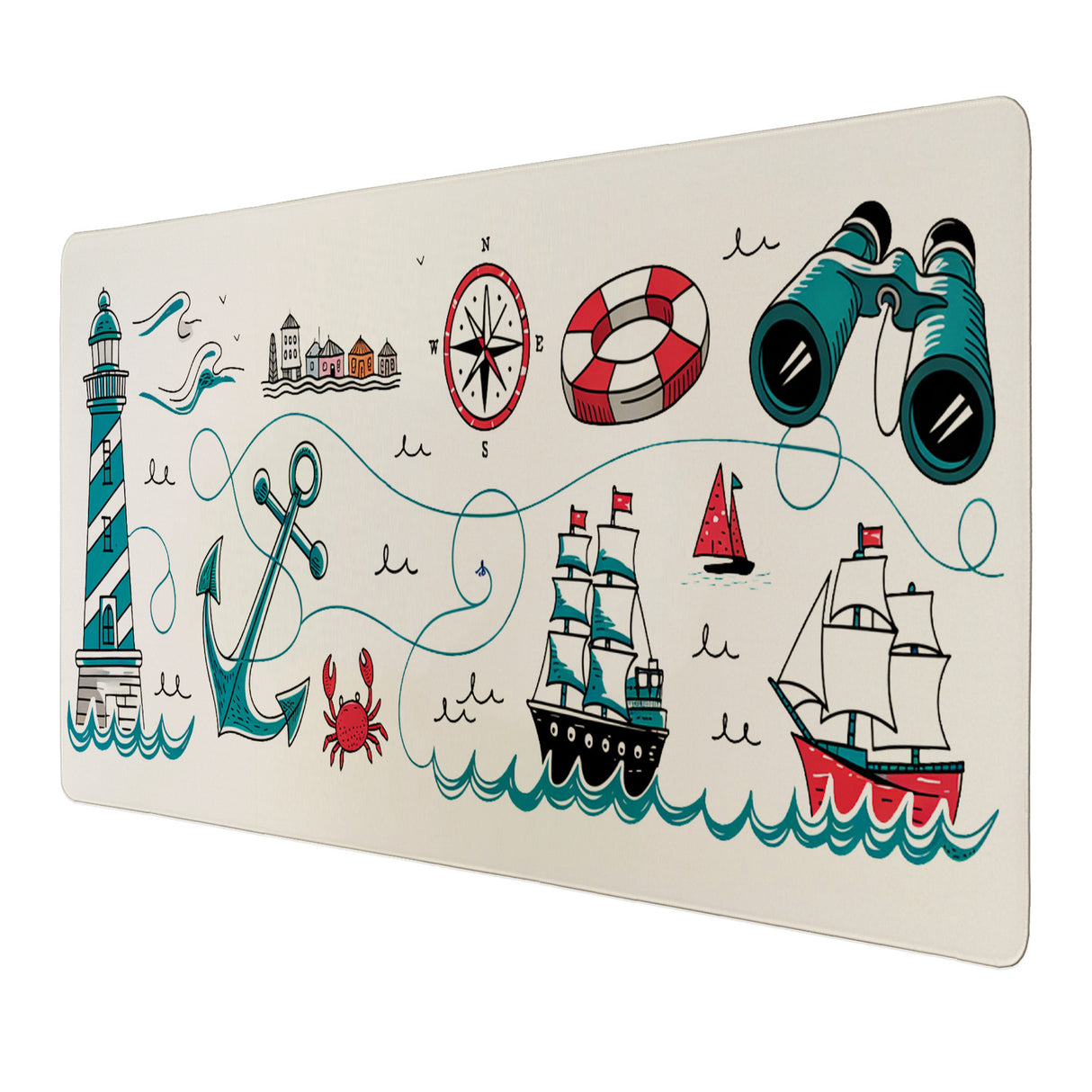 Maritime Wahrzeichen Schreibtischunterlage 69x31cm XXL Mauspad für Seefahrt-Fans