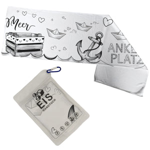 Maritim ANKER PLATZ Eishandtuch mit Herzmotiven