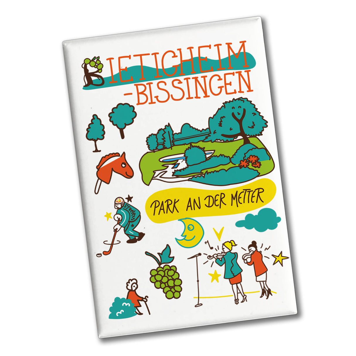 Bietigheim-Bissingen Wimmelbild Souvenir Souvenir Magnet - Park an der Metter