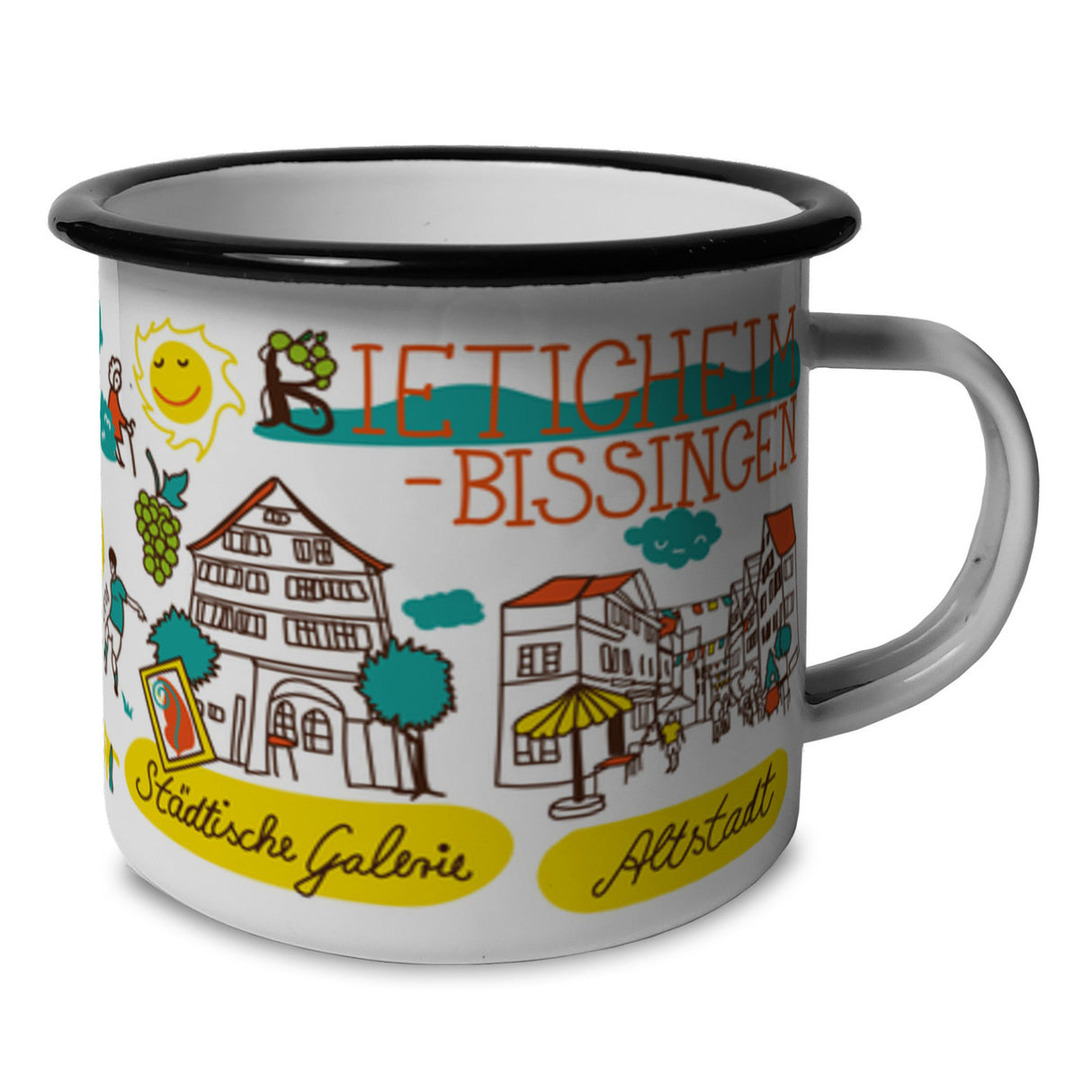 Bietigheim-Bissingen Wimmelbild Emaille Tasse