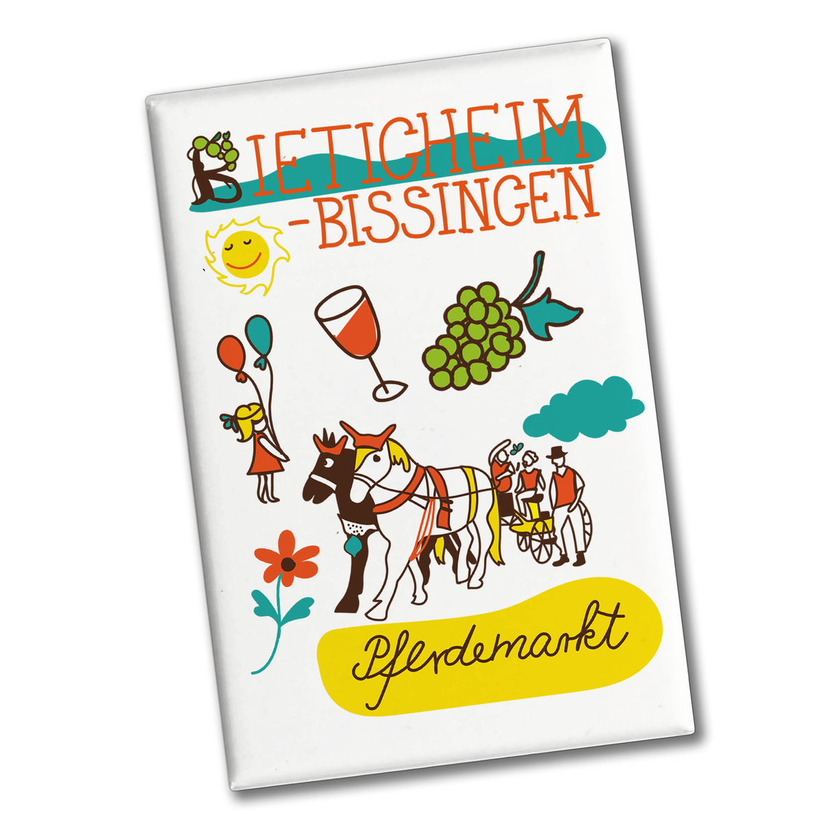Bietigheim-Bissingen Wimmelbild Souvenir Souvenir Magnet - Pferdemarkt