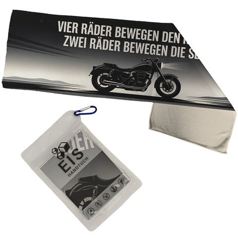 Biker-Motiv Eishandtuch mit Spruch für Motorradfans