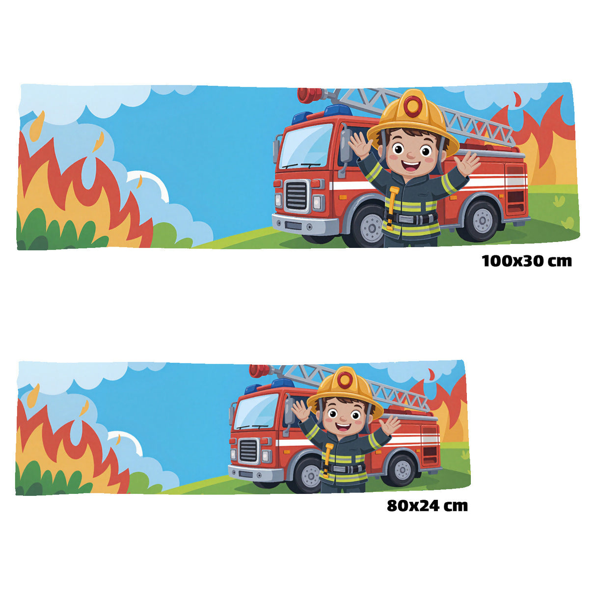 Feuerwehrmann mit Feuerwehrauto Eishandtuch für Kinder