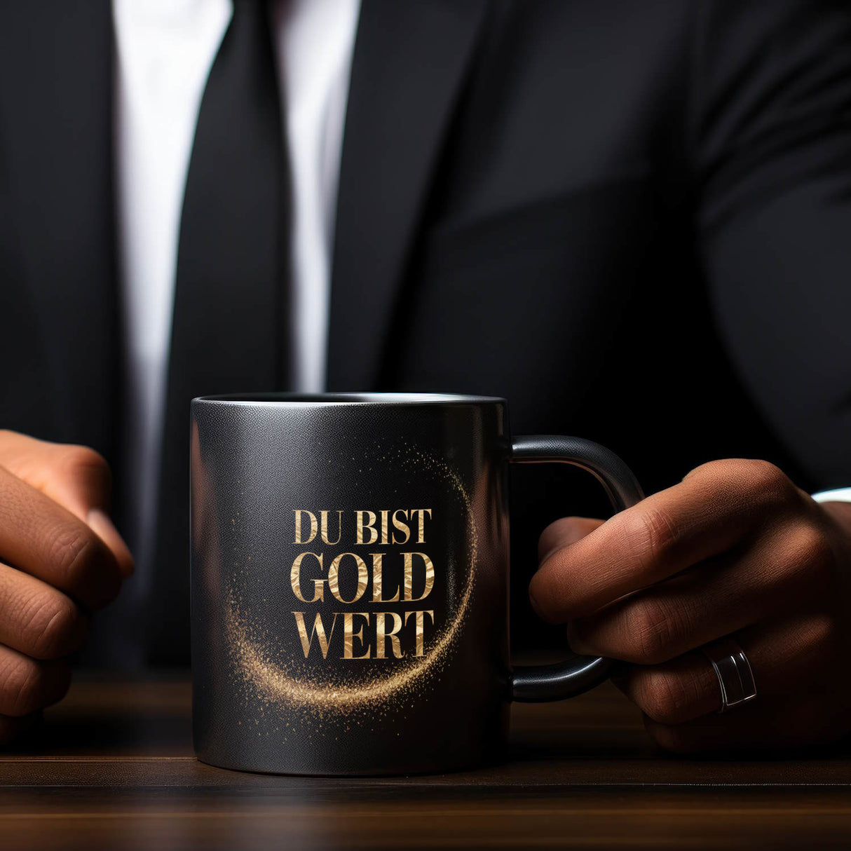 Du bist Gold wert Tasse Goldener Text