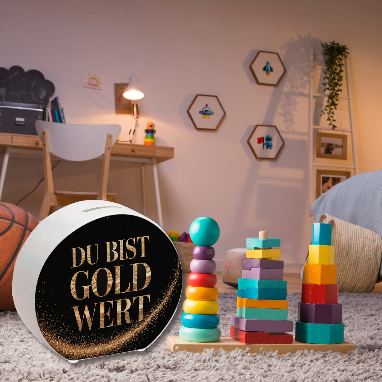 Du bist Gold wert Spardose Goldener Text
