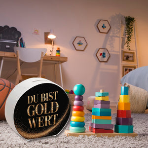 Du bist Gold wert Spardose Goldener Text