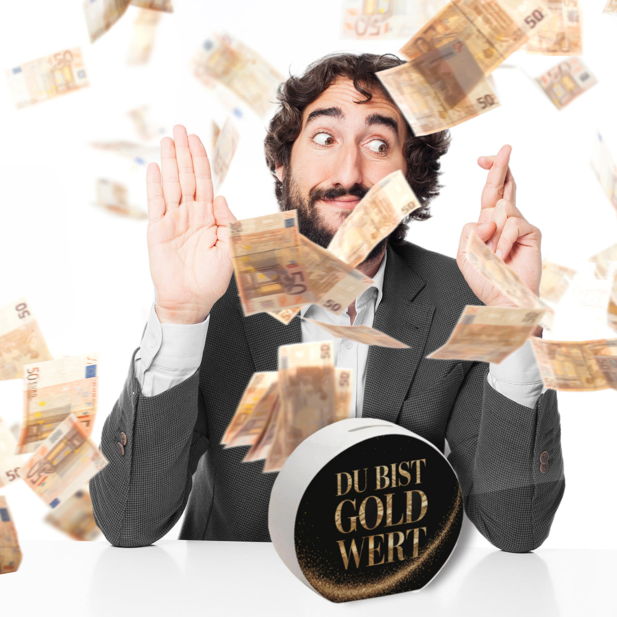 Du bist Gold wert Spardose Goldener Text