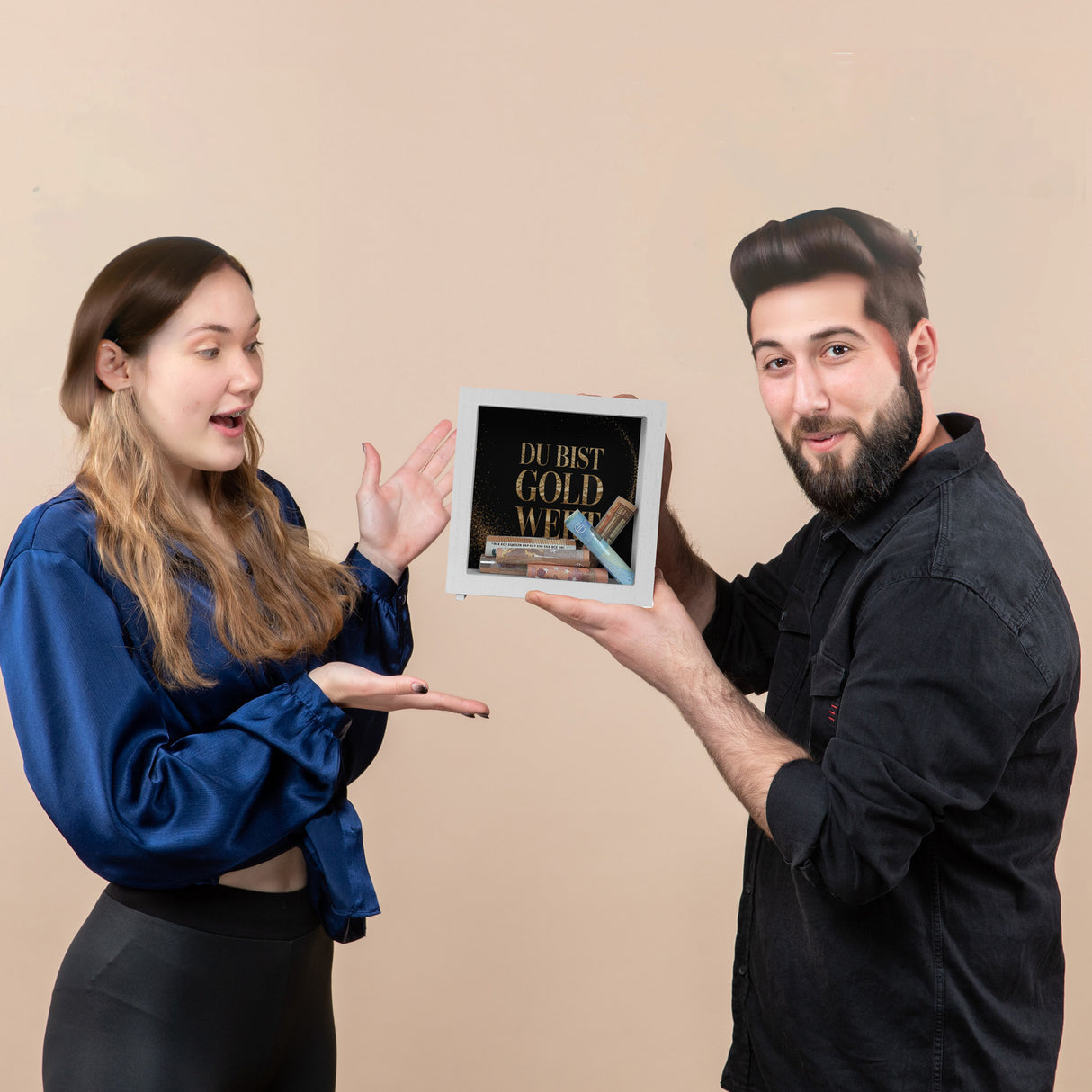 Du bist Gold wert Spardose Goldener Text