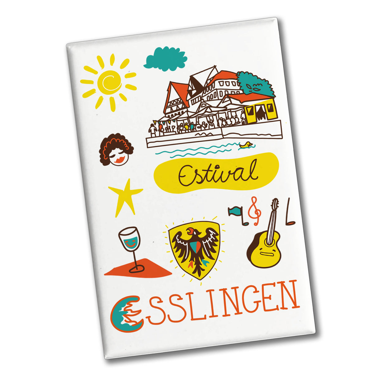 Esslingen Wimmelbild Souvenir Souvenir Magnet - Estival