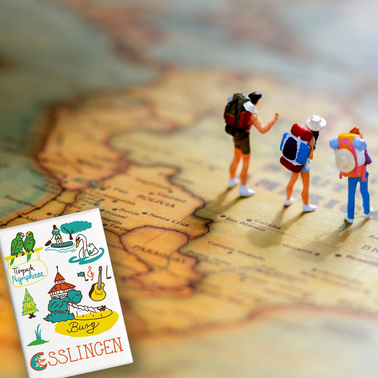 Esslingen Wimmelbild Souvenir Souvenir Magnet - Tierpark