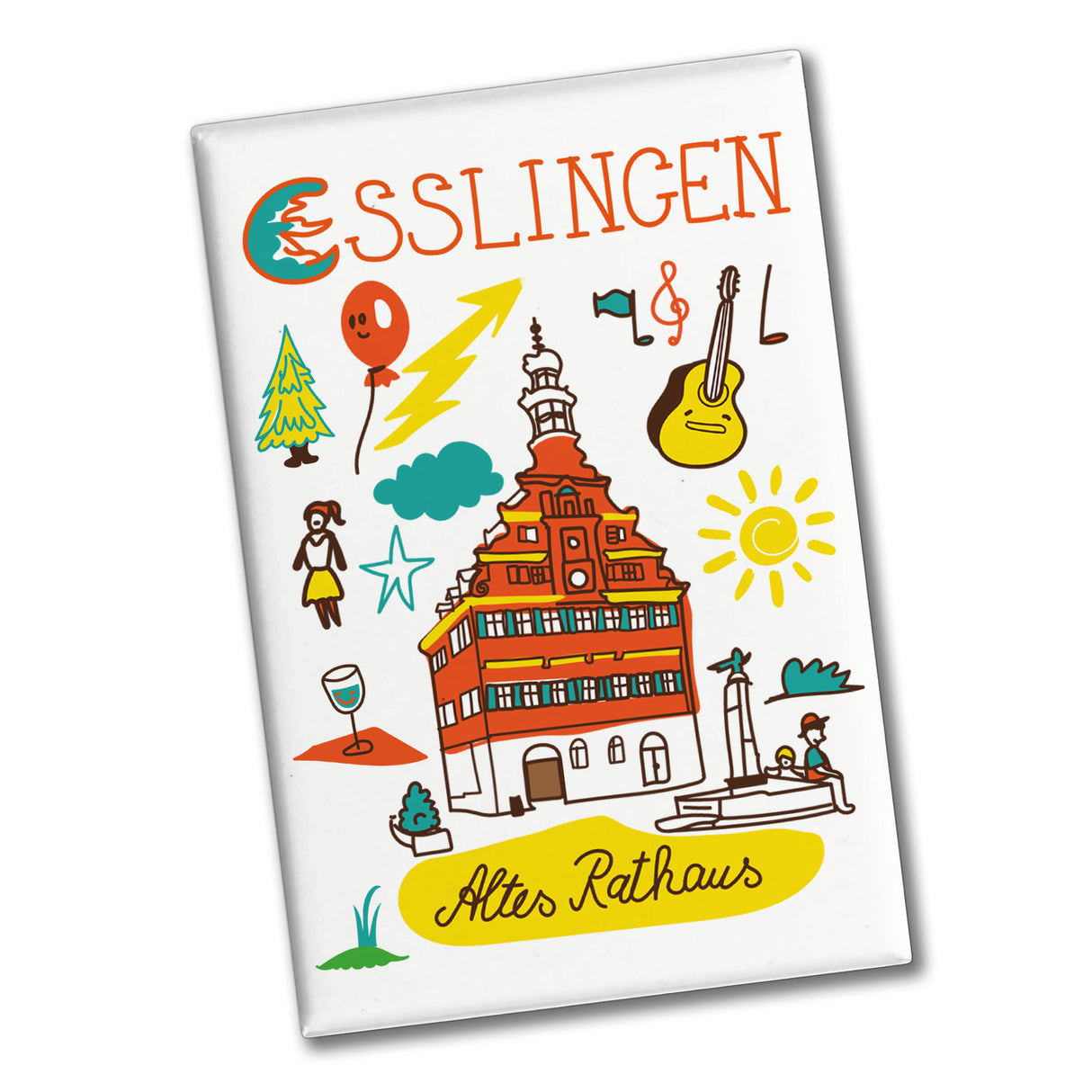 Esslingen Wimmelbild Souvenir Souvenir Magnet - Altes Rathaus