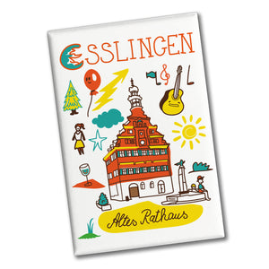 Esslingen Wimmelbild Souvenir Souvenir Magnet - Altes Rathaus