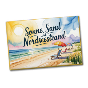 Sonne Sand Nordseestrand Aquarellszene Souvenir Souvenir Magnet