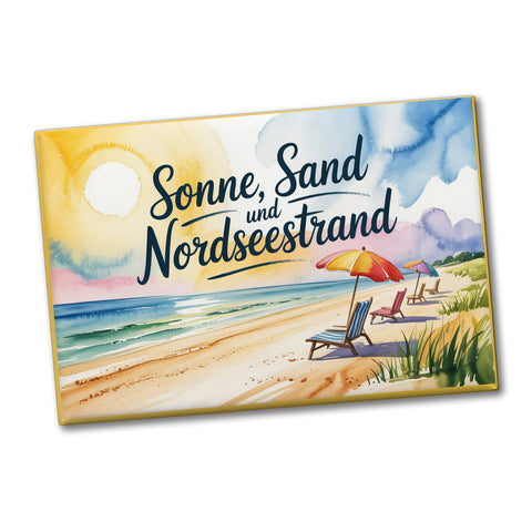 Sonne Sand Nordseestrand Aquarellszene Souvenir Souvenir Magnet