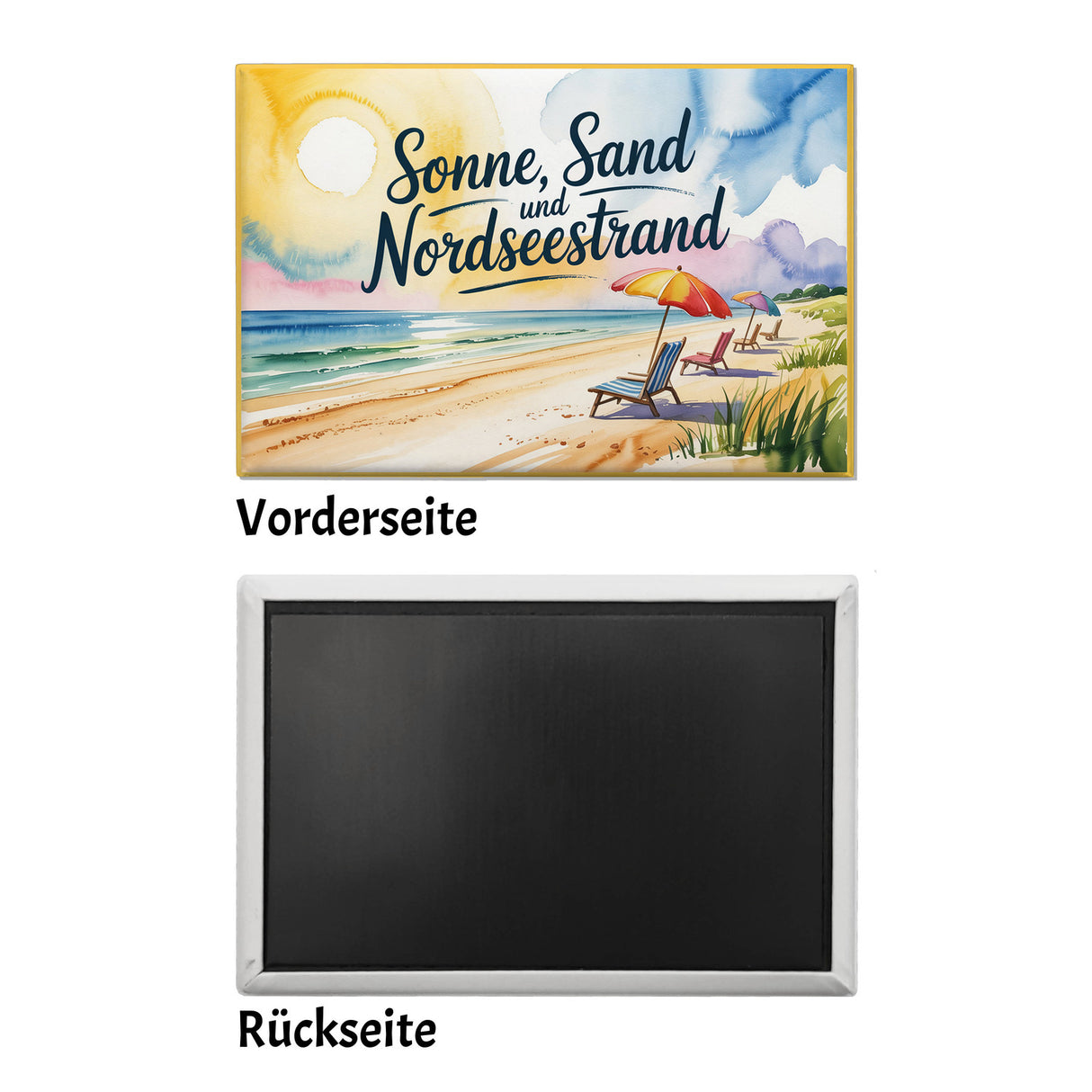 Sonne Sand Nordseestrand Aquarellszene Souvenir Souvenir Magnet