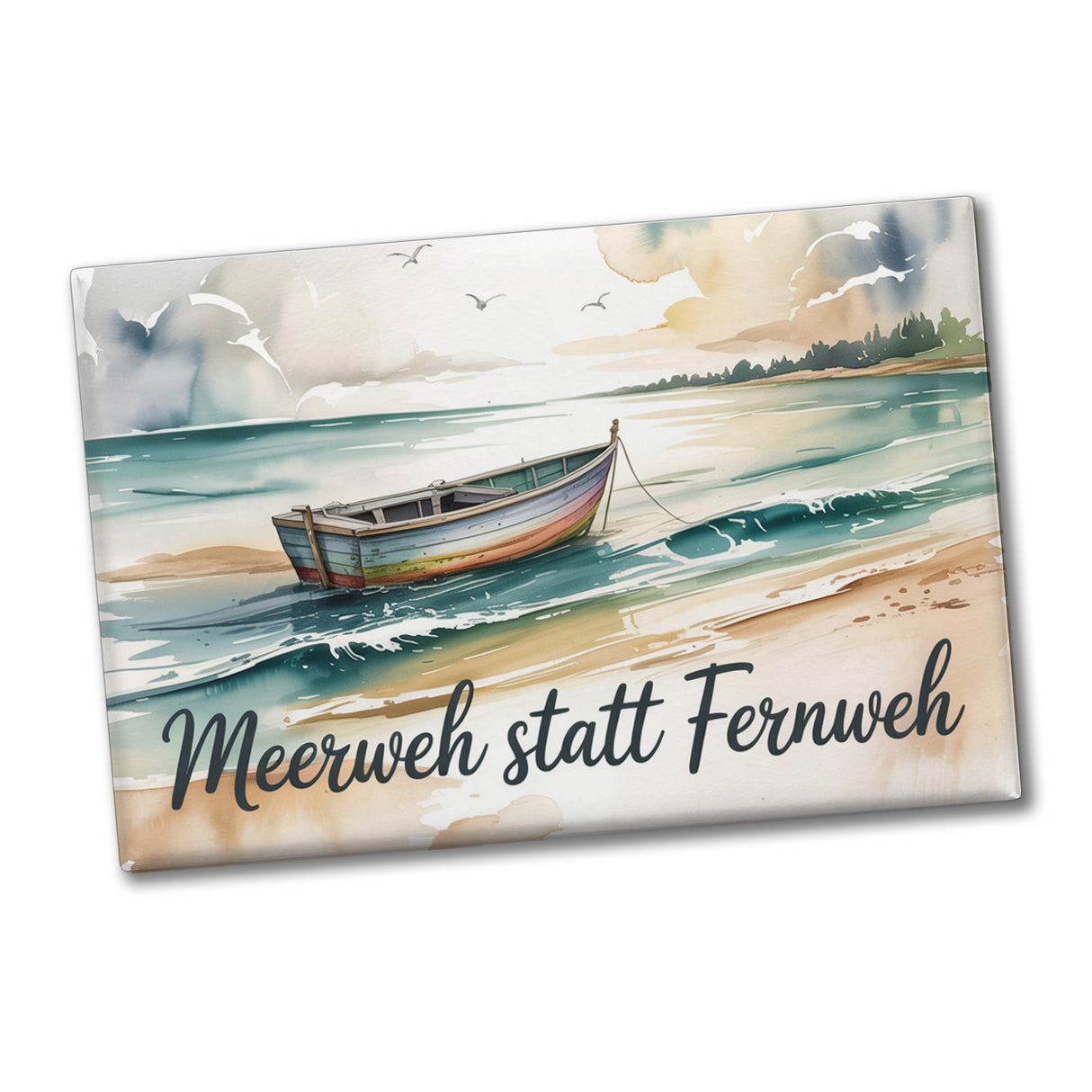 Holzboot auf Nordsee - Meerweh Souvenir Souvenir Magnet