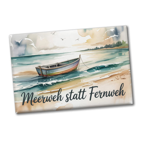 Holzboot auf Nordsee - Meerweh Souvenir Souvenir Magnet
