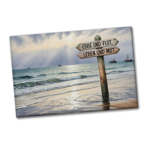Ebbe und Flut Aquarell Nordseelandschaft Souvenir Souvenir Magnet