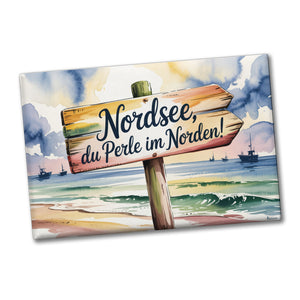 Nordsee, du Perle im Norden Aquarell Souvenir Souvenir Magnet