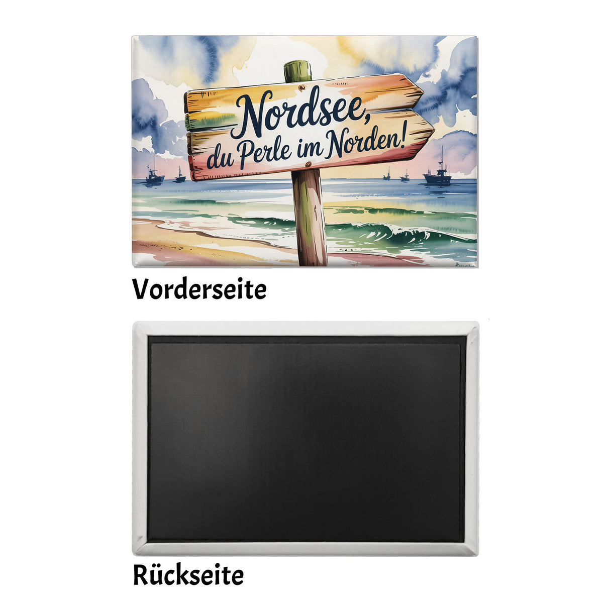 Nordsee, du Perle im Norden Aquarell Souvenir Souvenir Magnet