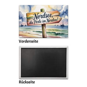 Nordsee, du Perle im Norden Aquarell Souvenir Souvenir Magnet