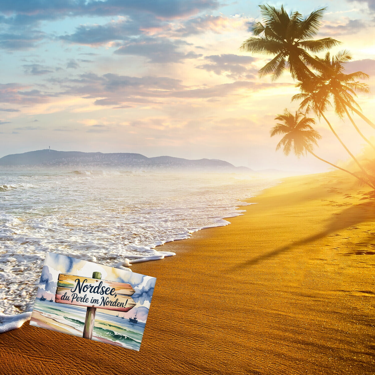 Nordsee, du Perle im Norden Aquarell Souvenir Souvenir Magnet