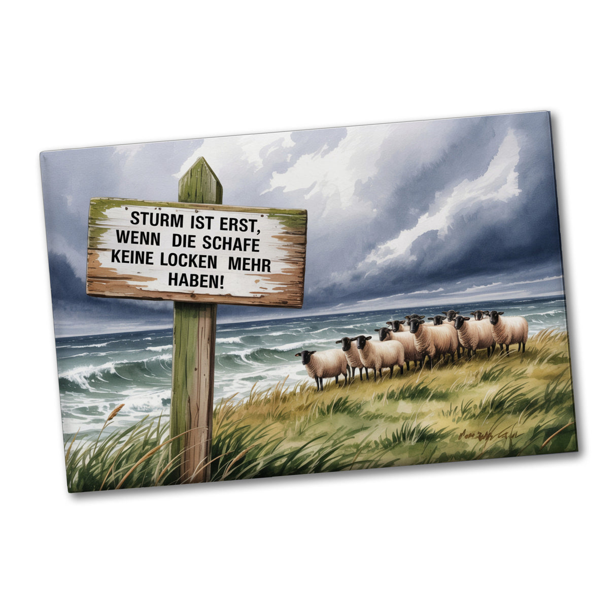 Nordsee Sturm Landschaft Souvenir Souvenir Magnet mit Schafspruch