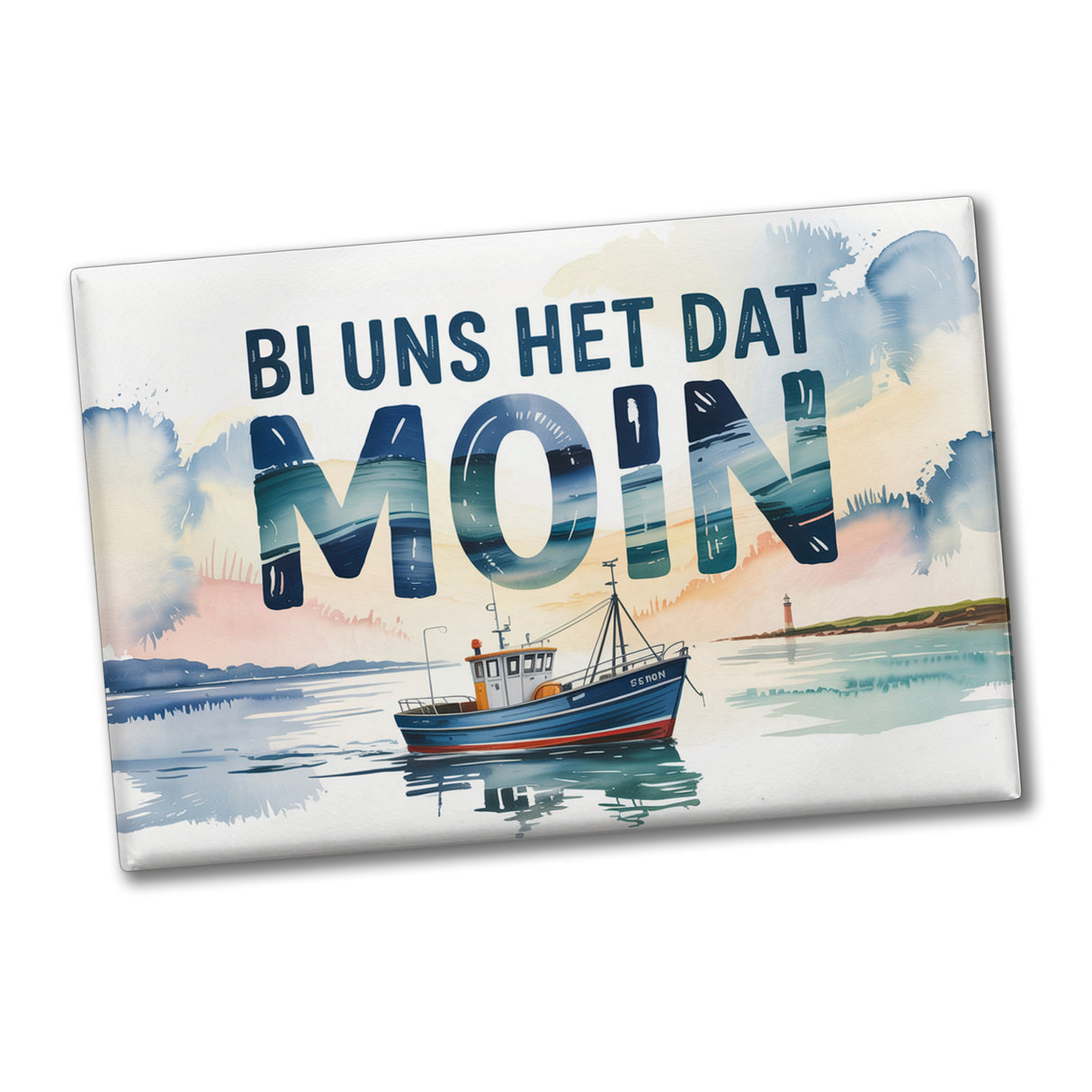 Nordsee Aquarell Motiv Souvenir Souvenir Magnet Fischerboot