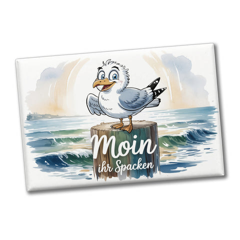 Verspielte Möwe Moin ihr SPACKEN Souvenir Souvenir Magnet