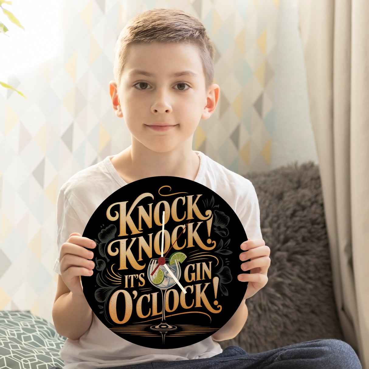 Knock Knock! It's Gin o'clock! Wanduhr