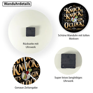 Knock Knock! It's Gin o'clock! Wanduhr