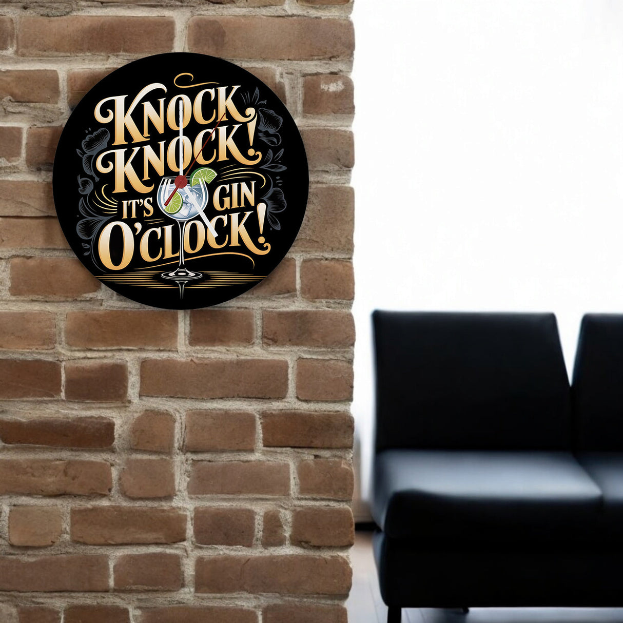 Knock Knock! It's Gin o'clock! Wanduhr
