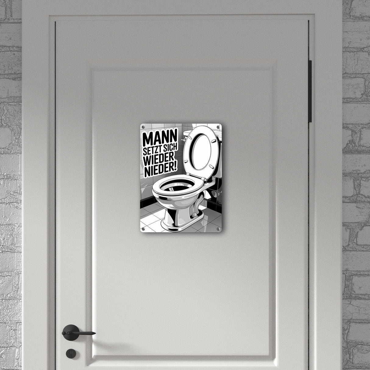 MANN setzt sich wieder nieder! Metallschild in 15x20 cm für die Toilette