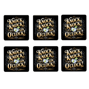 Knock Knock! It's Gin o'clock! 6er Set Untersetzer aus Holz
