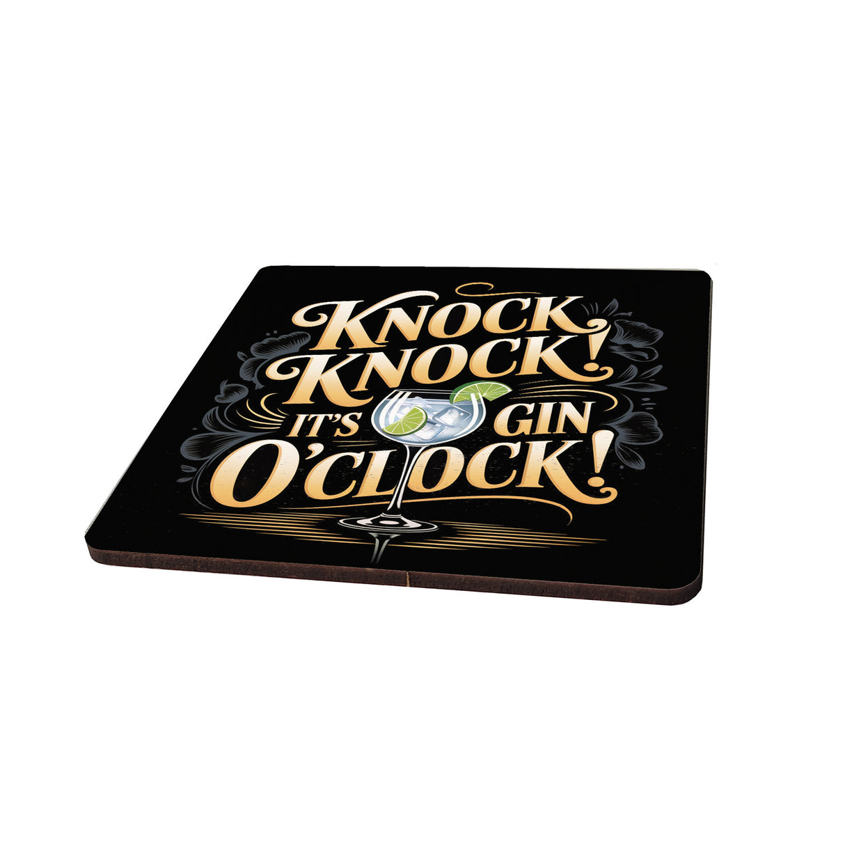 Knock Knock! It's Gin o'clock! 6er Set Untersetzer aus Holz