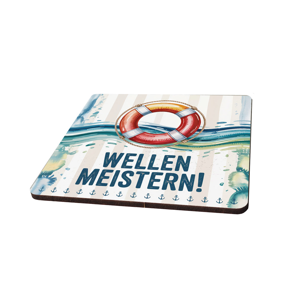 Rettungsring 6er Set Untersetzer aus Holz - Wellen meistern!