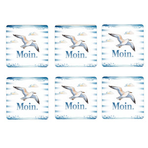 Möwe 6er Set Untersetzer aus Holz - Moin.